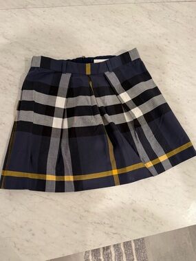 Girls Burberry Navy Plaid Mini Skirt Size 10